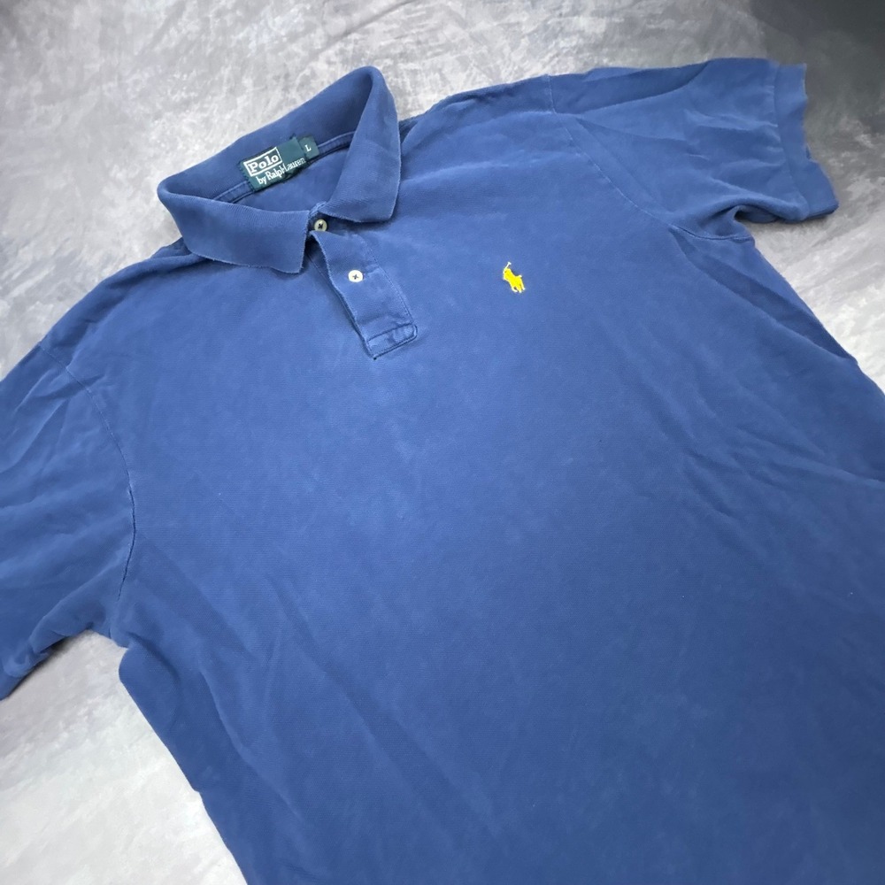Vintage Polo Ralph Lauren Blue Short Sleeve Polo Shirt Mens Large Y2K 90s Skater - Picture 2 of 6